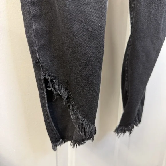 All Saints Dax Asymmetric Raw Hem Jeans Black Skinny Stretch Womens Size Med - Picture 5 of 6